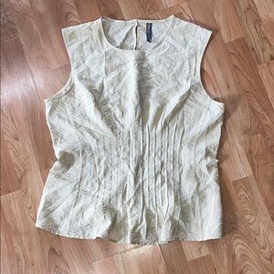 Anthropologie Beige Pleated Sleeveless Blouse XL (NWOT)